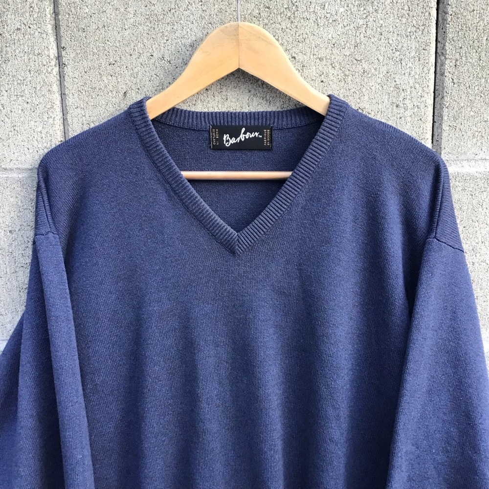 Vintage Barbour made in Scotland cotton plus v-neck sweater mens